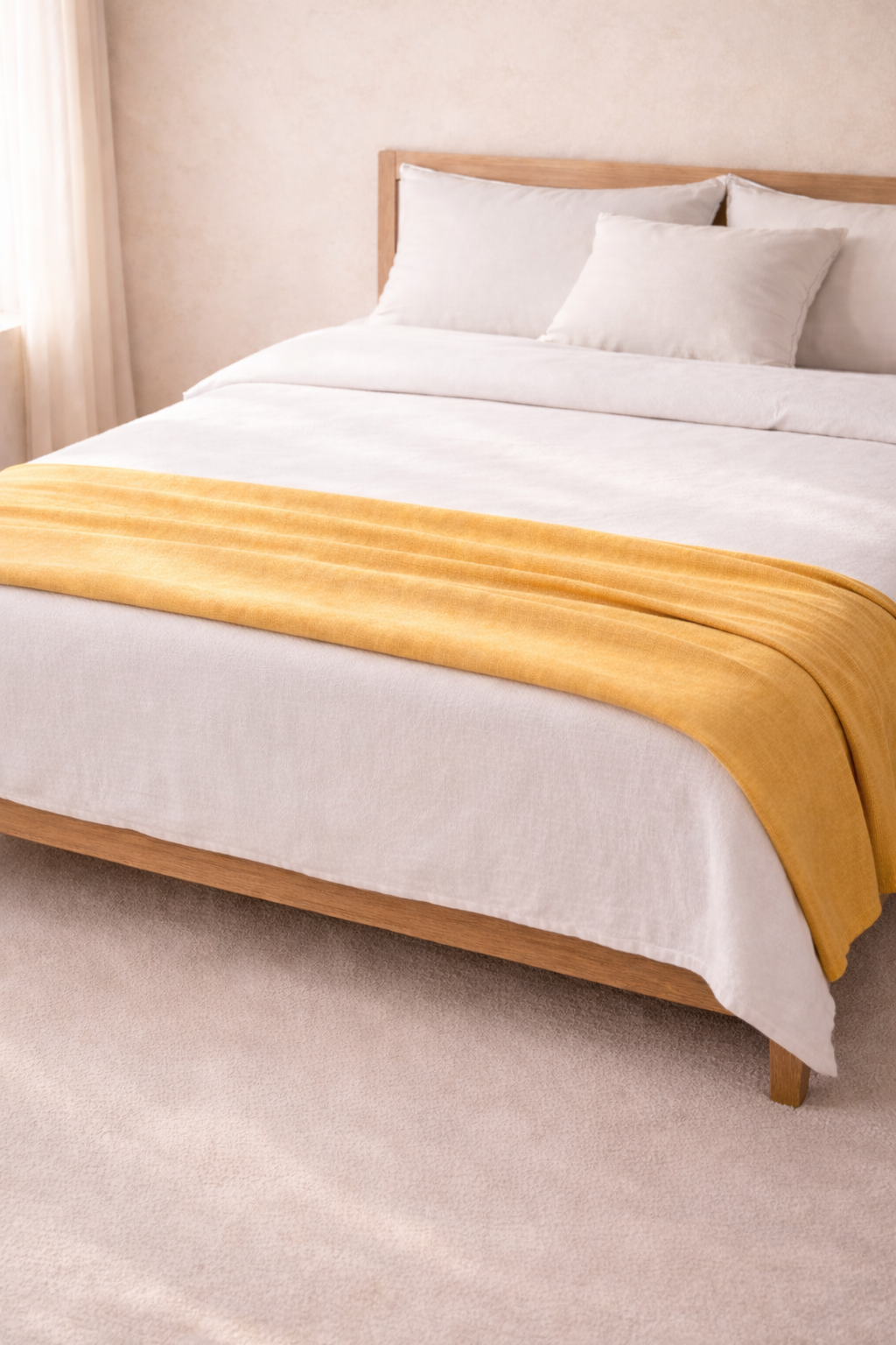 Bhagalpuri silk chadar spread on a bed for size and comfort reference, lightweight Andi Tussar silk ideal for summer and AC use
